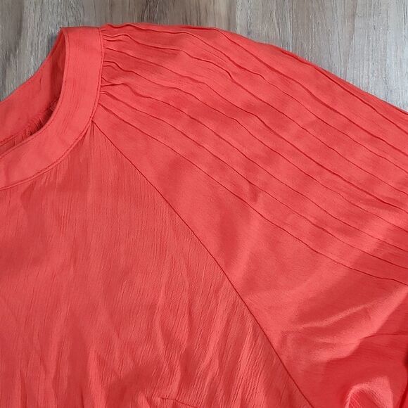🔹️Ava & Viv Orange Gauzy Vneck Blouse w/Mandarin Collar 3X - Picture 4 of 9